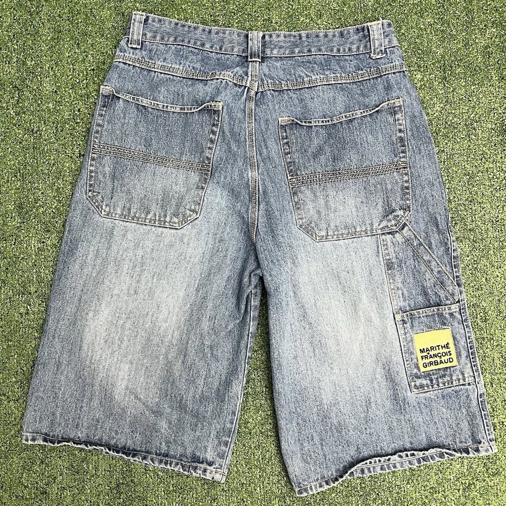 Vtg Y2K Marithe Francois Girbaud Men 38 Blue Denim Carpenter Jorts Shorts Baggy